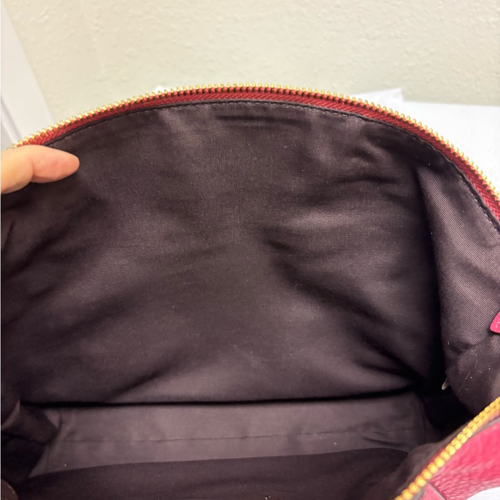 Coach Fuchsia Pebble Leather Shoulder Bag with Gold Accents - Picture 9 of 10